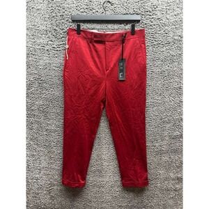 NWD Brian Dales Slim Fit Cotton Twill Cropped Casual Trousers Red Womens Size 46